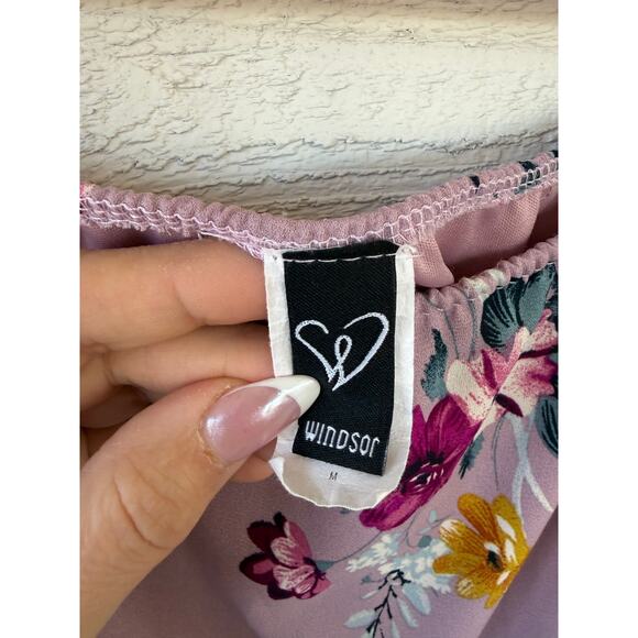 Windsor Mauve Floral Off Shoulder Skater Dress M Boho Romantic - Picture 5 of 6